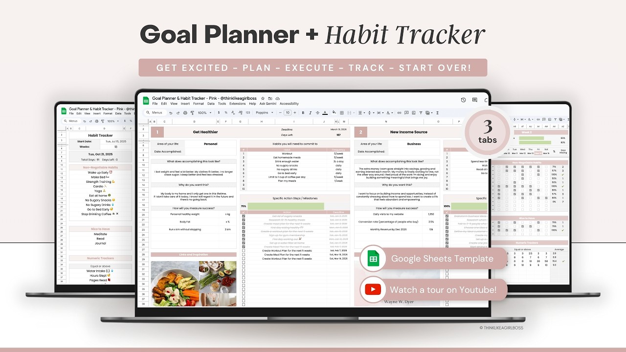 2026 Goal Planner & Habit Tracker &ndash; Google Sheets Template - Video Walkthrough