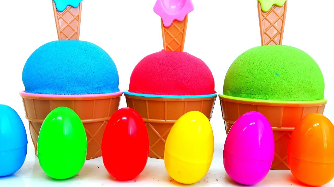 Surprise Eggs Kinetic Sand Ice Cream Surprise toys by Purple