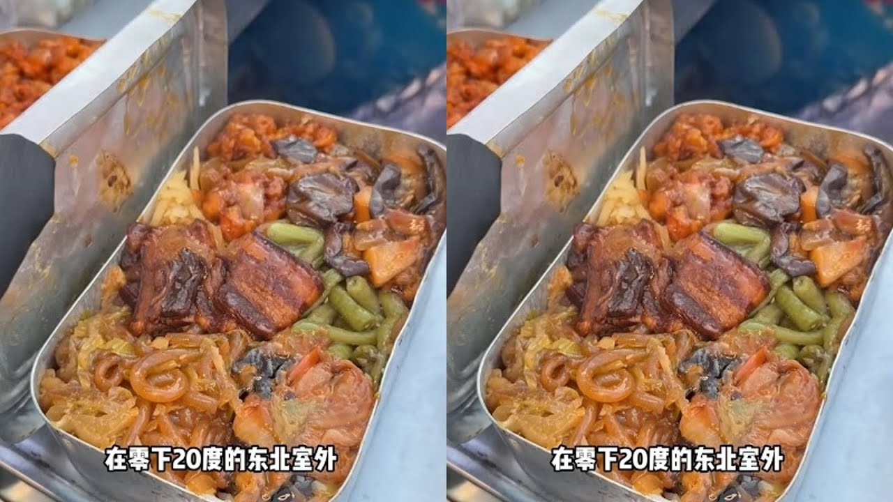 在零下20度的東北室外吃鋁盒飯是什麼體驗~ #東北盒飯 #東北盒飯有多實惠 #省飯課代表 #誰懂這一口的好吃程度