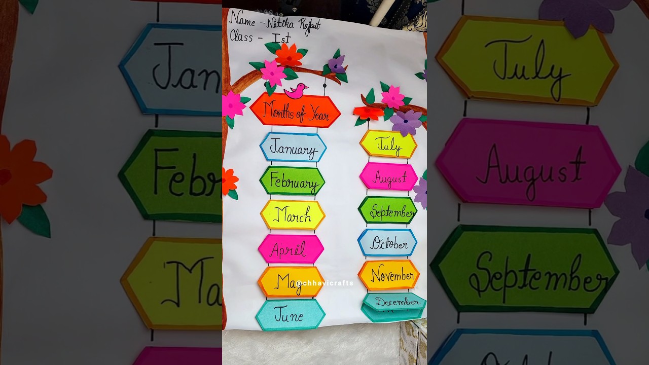 Months Of Year || DIY Chart Making #shorts #chart #1stclass #craft #art #diy