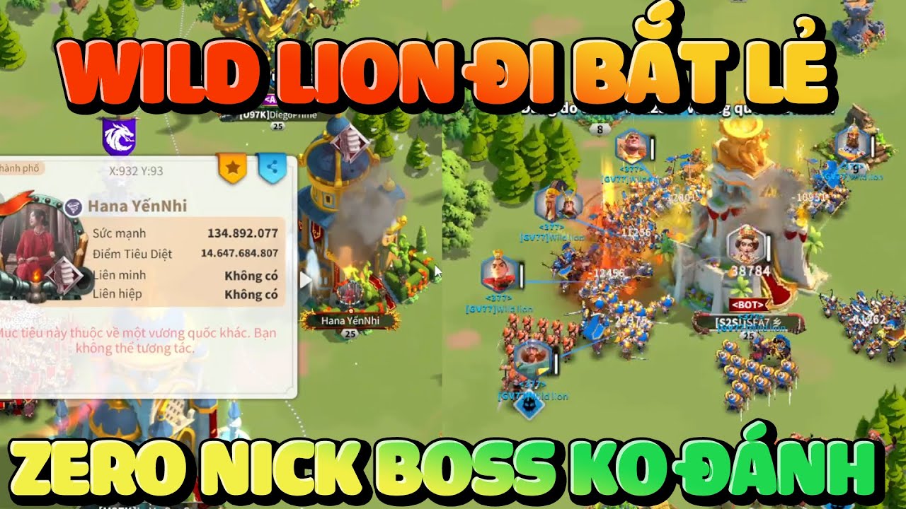 Wild Lion Swarm 120m Pow Vẫn Lời To  - Zero nick Boss Việt Ko Đánh Bất Ổn Quá Rise of Kingdoms
