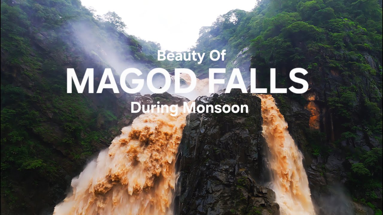 Beauty Of Magod Falls During Monsoon Season |Cinematic Drone View 4K | Dandeli