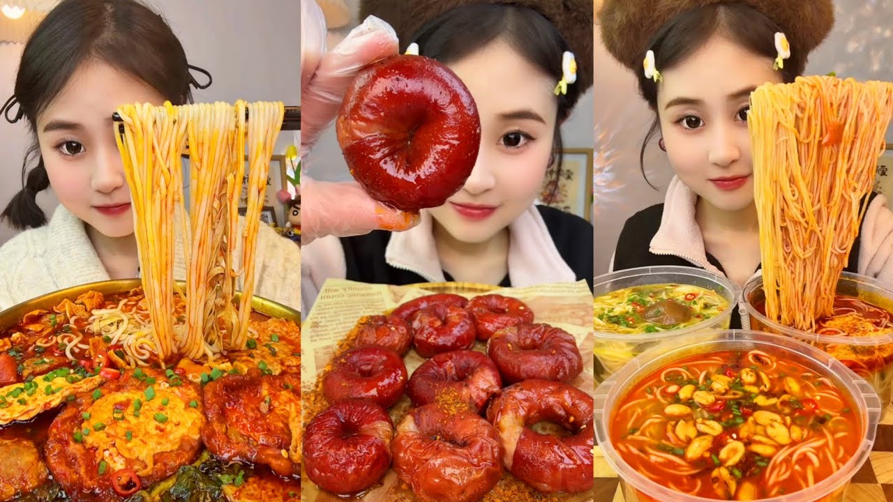 ASMR EATING SPICY AND HOT Korean Noodles 먹방 | Chinese Spicy Food ASMR 중국먹방 | ASMR Eating Video