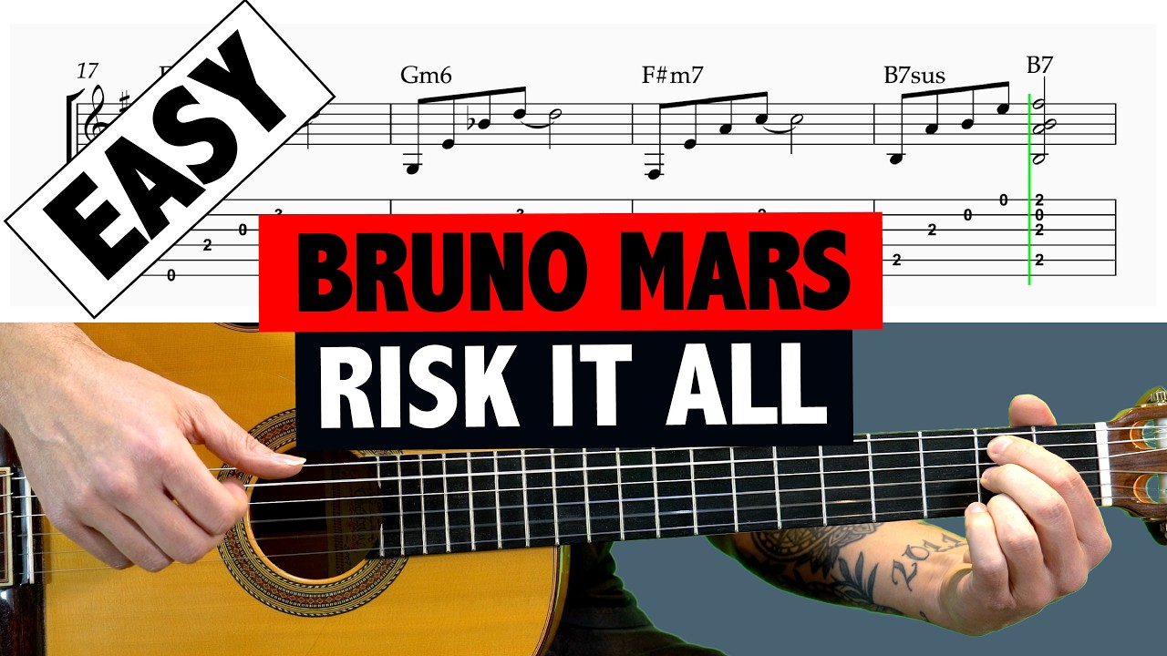 Bruno Mars – Risk It All Guitar Tutorial Lesson EASY CHORDS