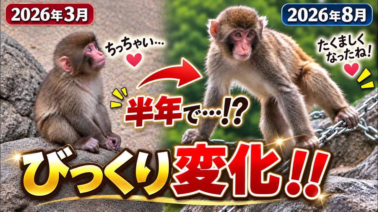 【パンチくん🐵】3月と現在を比較してみた‼️体&bull;群れの関係&bull;友だちとの距離&bull;兄になったあと‥めっちゃ変化が分かる♡