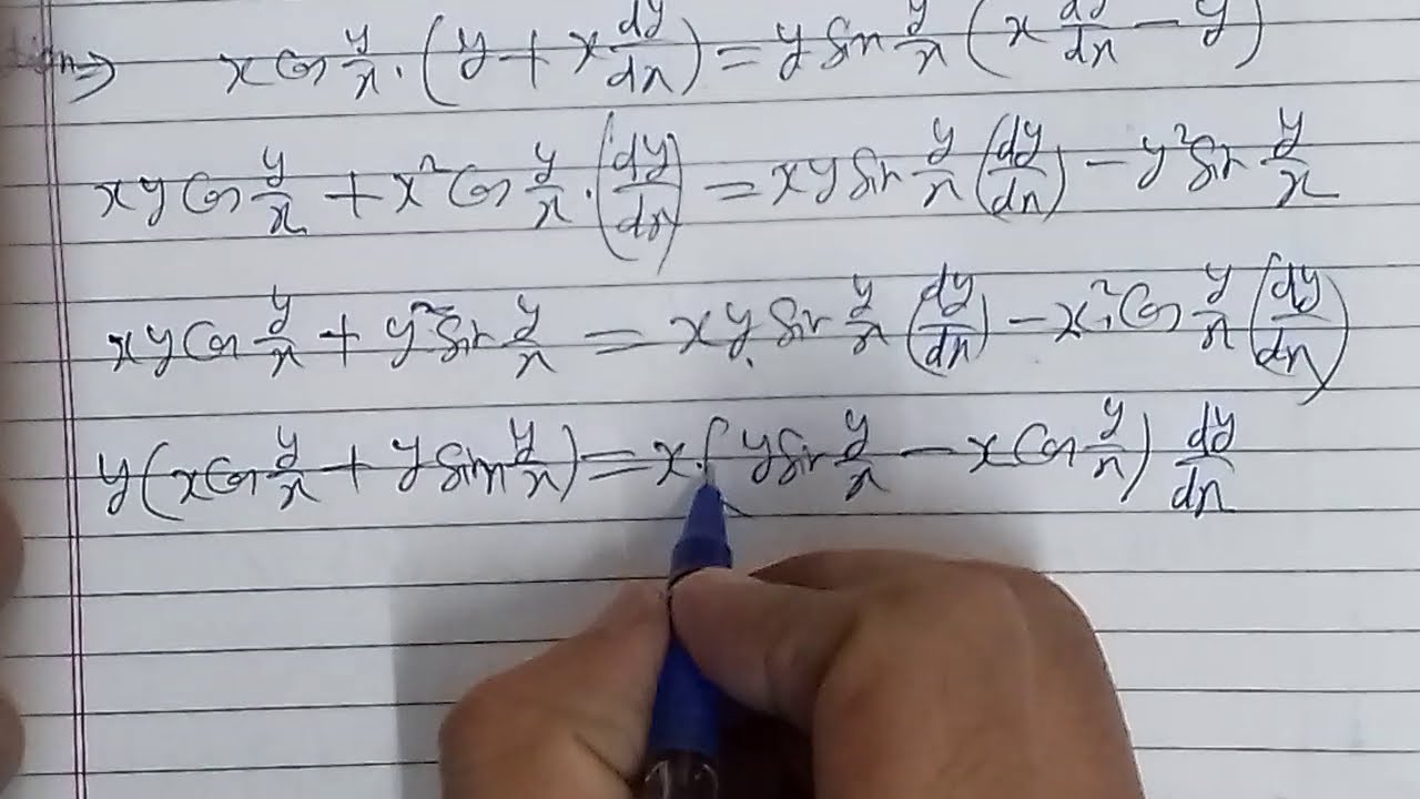 Solve:xcos(y/x)[ydx+xdy]=ysin(y/x)[xdy+ydx]