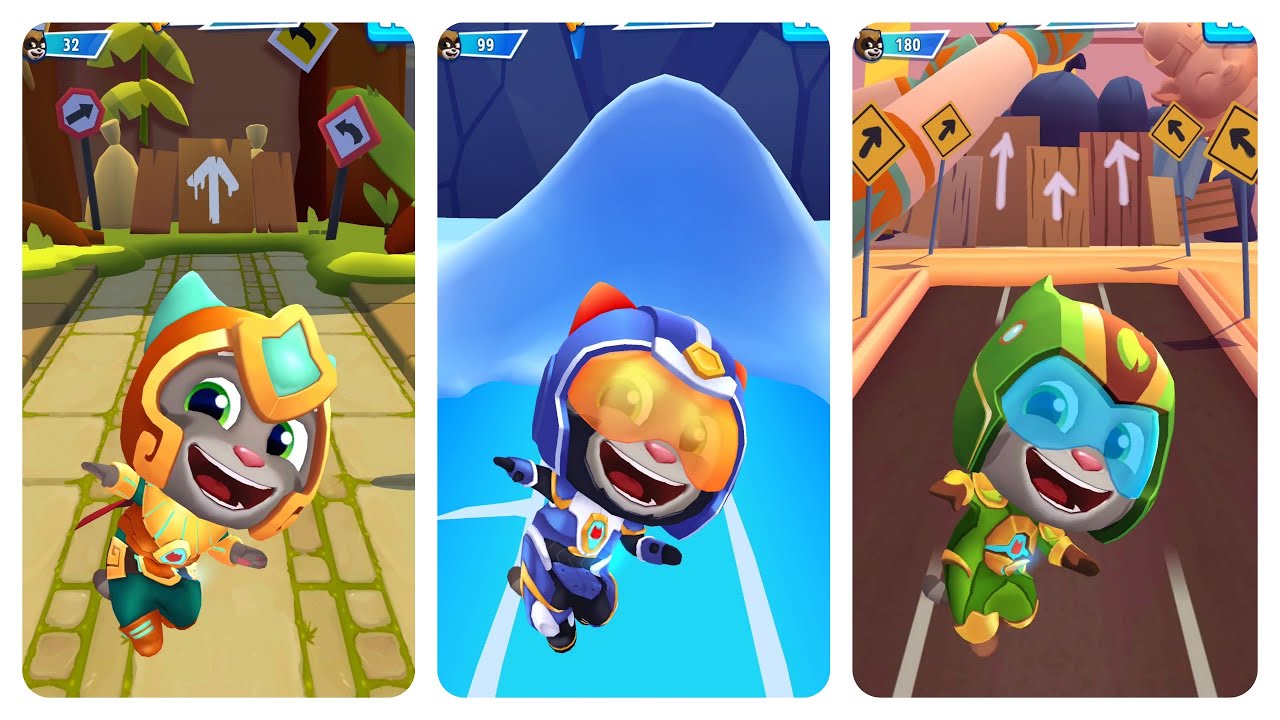 Talking Tom Hero Dash: Gold Flash Tom Vs Super Trooper Tom Vs Planet Power Tom - Lunar Score Madness