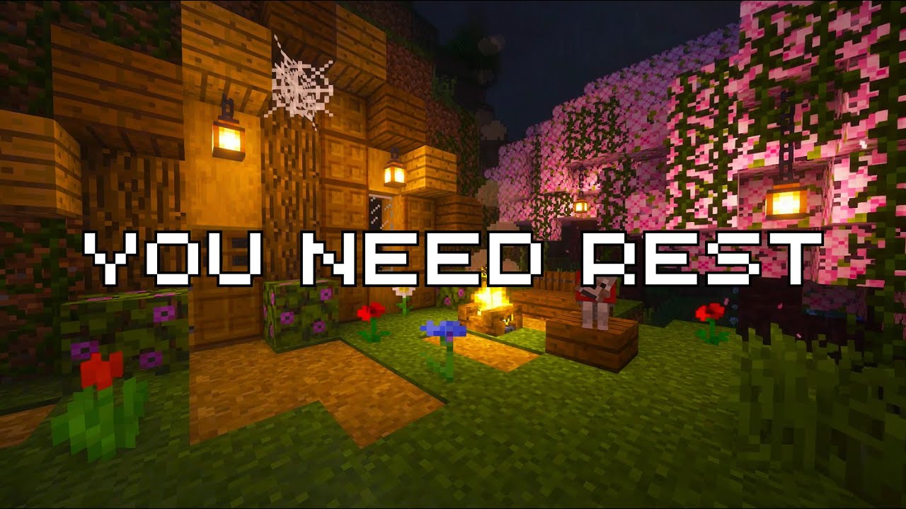 stress relief in minecraft… (minecraft music & soft rain)