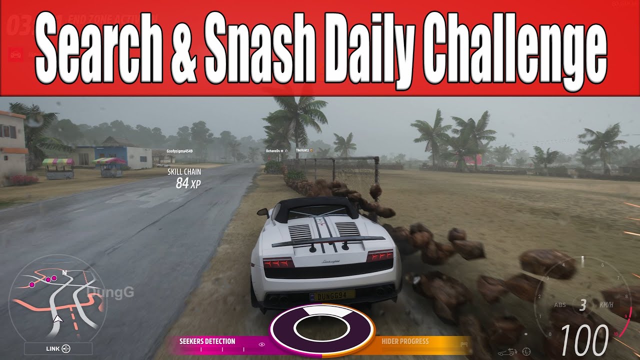 Forza Horizon 5 Search & Smash Daily Challenge Earn 5 Wreckage Skills in a game of Hide & Seek