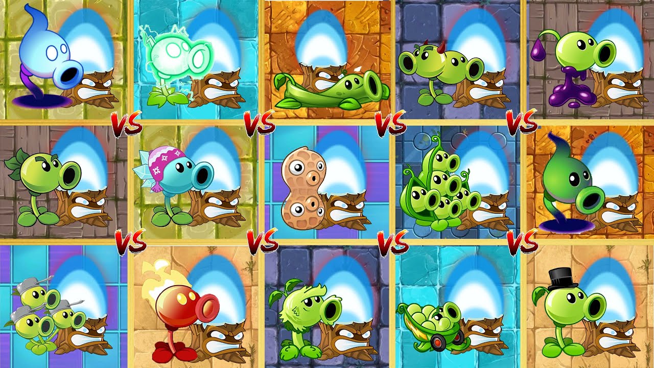 Pvz 2 Discovery - All Peashooters & Super Torchwood Combo Challenge - Which Plant Will Win ?