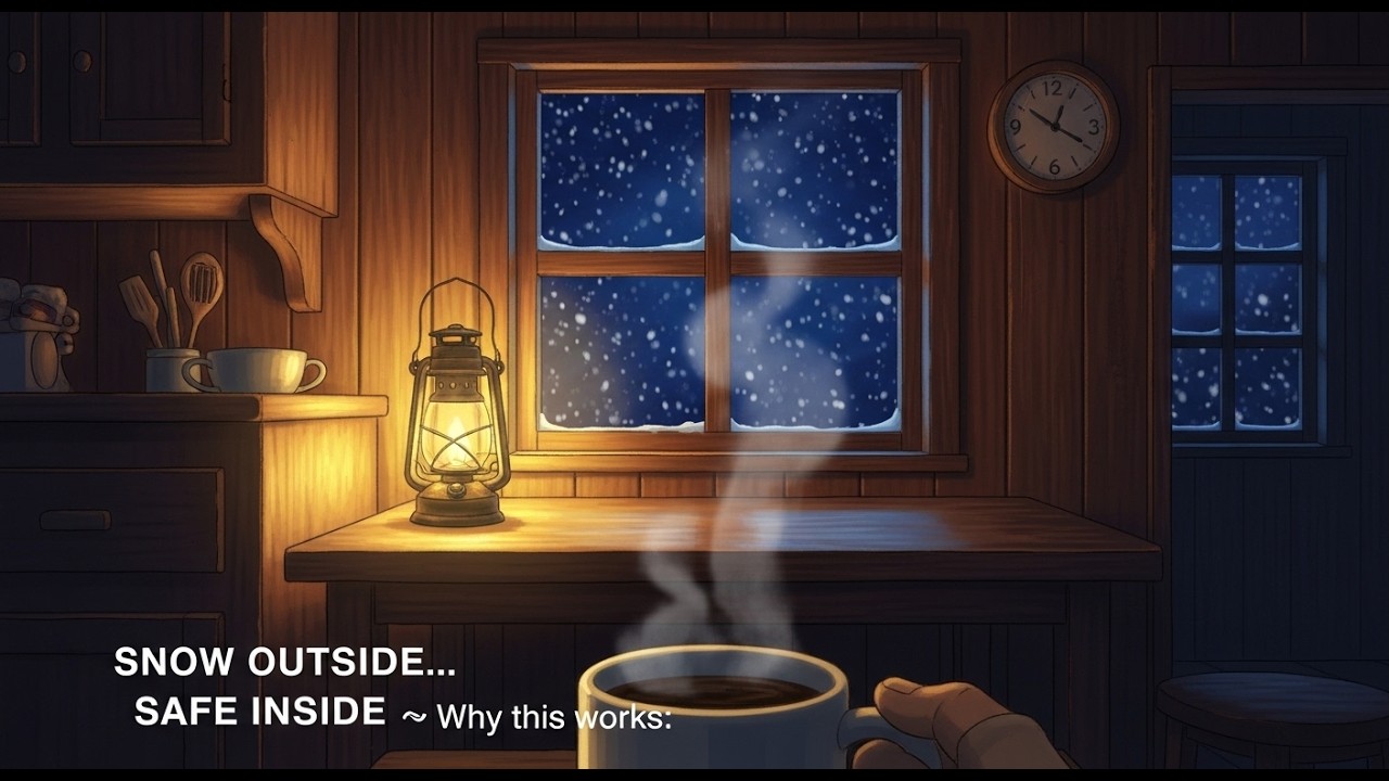 Snow Falling Outside… Warm Kitchen Inside 🕯 Cozy Winter Ambience #SnowyNight #GhibliInspired