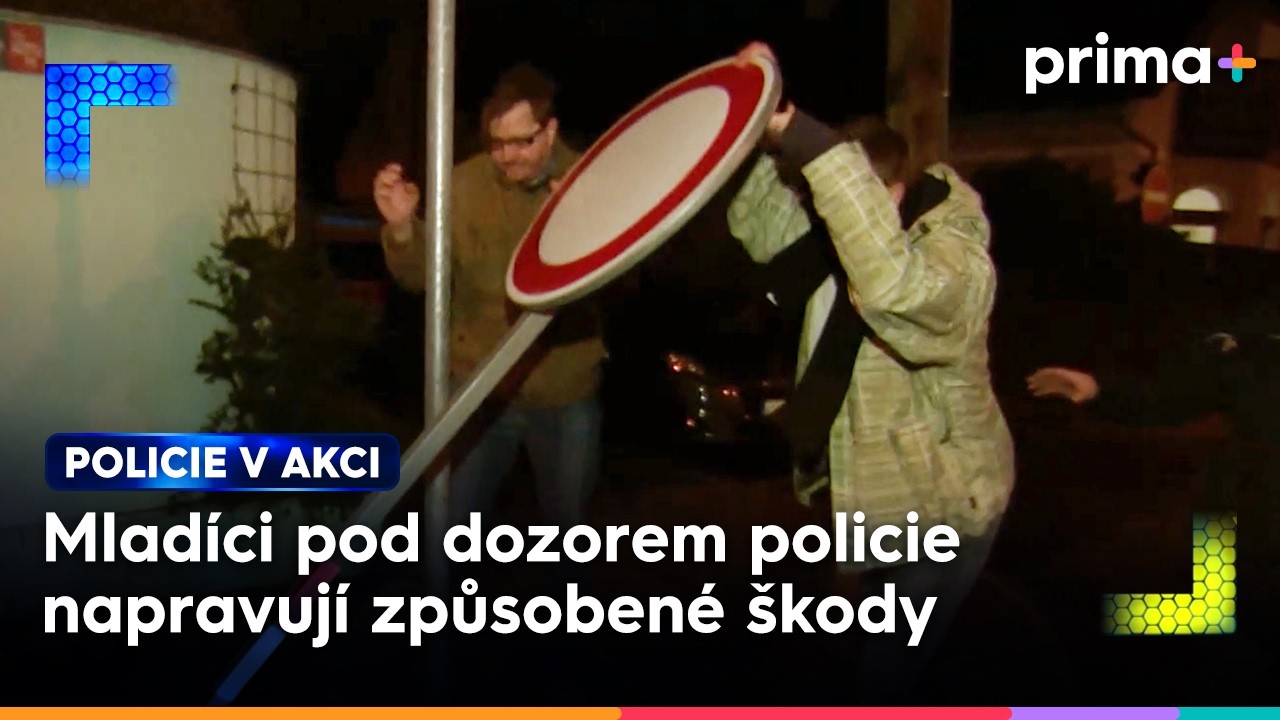 Dva mladíci demolují dočasné dopravní značení a konají výtržnosti na ulici | Policie v akci
