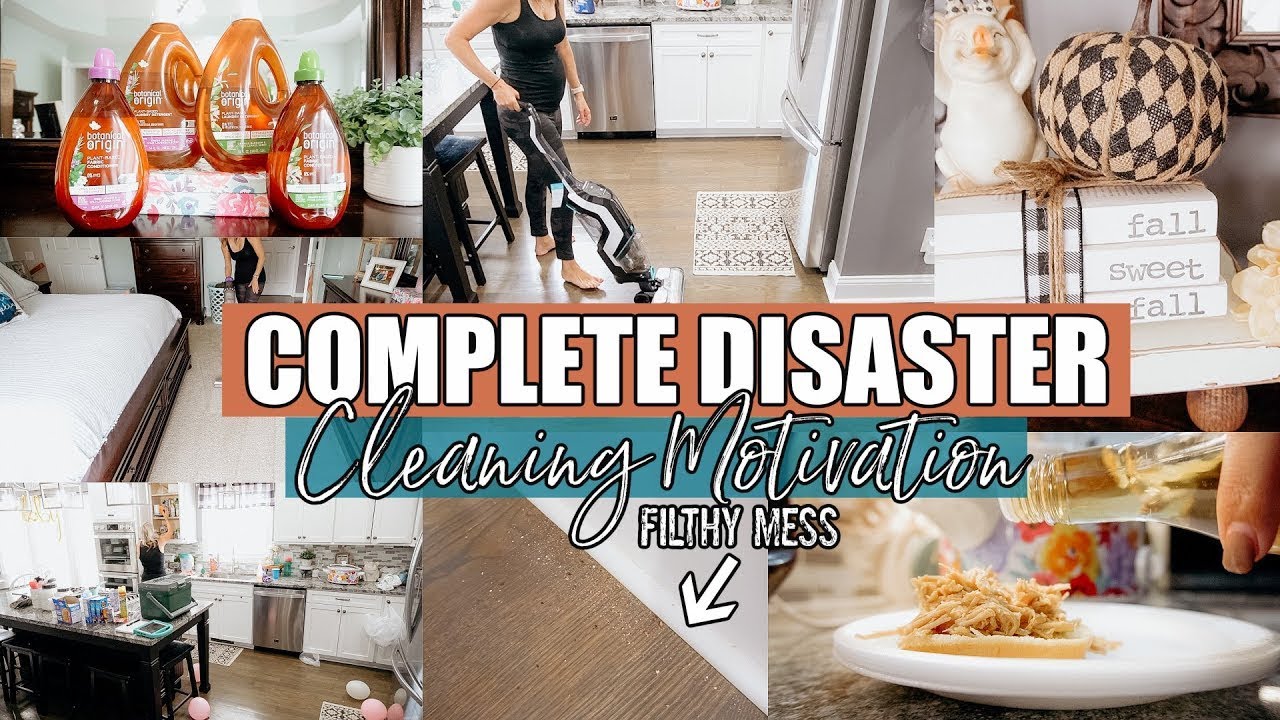 COMPLETE DISASTER CLEANING MOTIVATION- CROCKPOT MEAL- CLEAN WITH ME 2020- CLEANING MUSIC