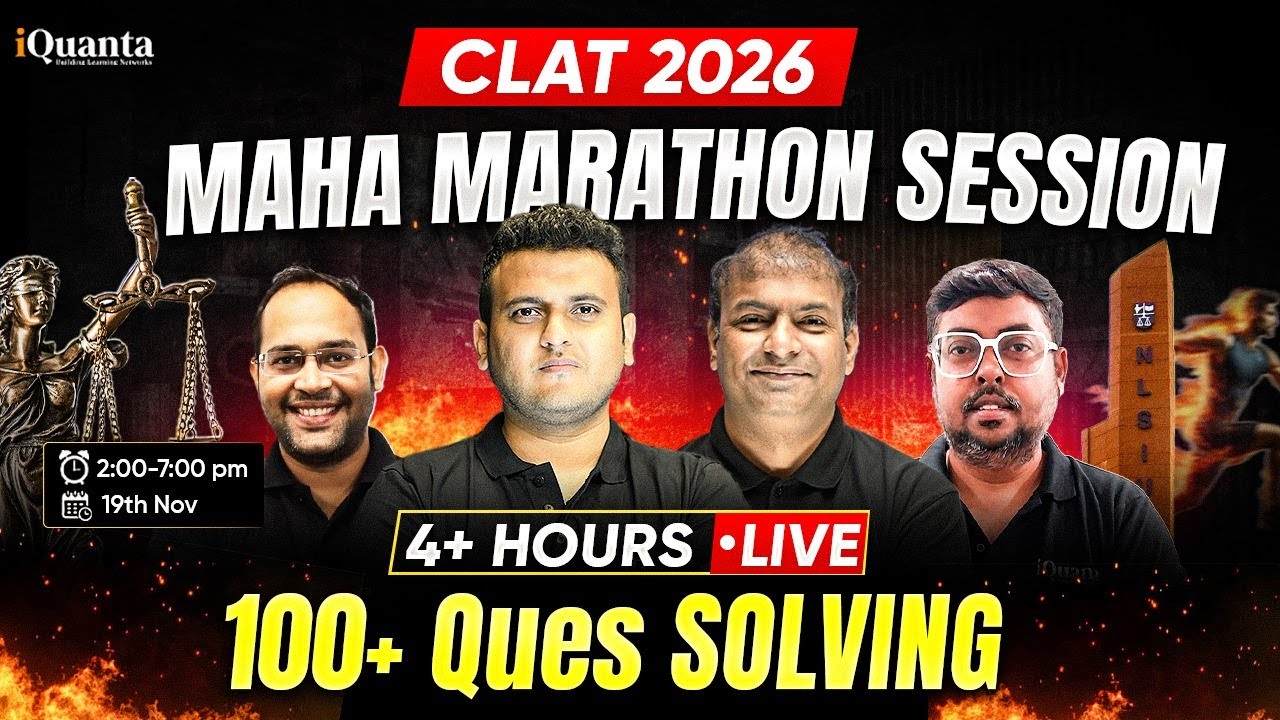 CLAT 2026 MAHA Marathon LIVE | 3+ Hours Mock Solving Session | CLAT 2026 Strategy & Practice