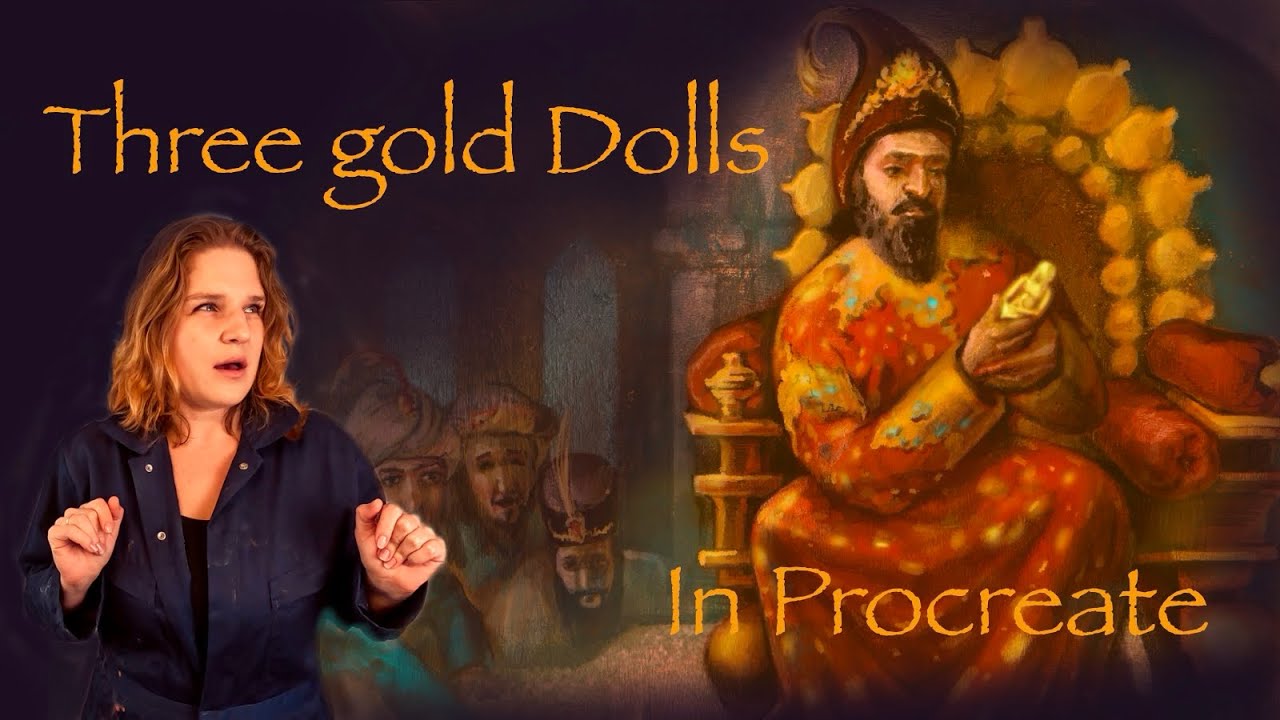 Three gold Dolls in Procreate. Part 1.