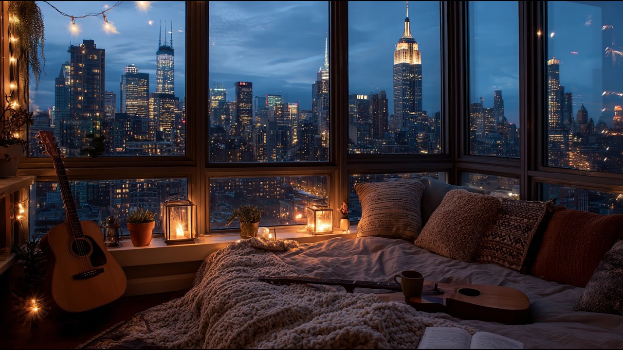 Late Night Coding Piano 🌃 Smooth Jazz & Lo-fi Focus Music | Cozy City Apartment Night