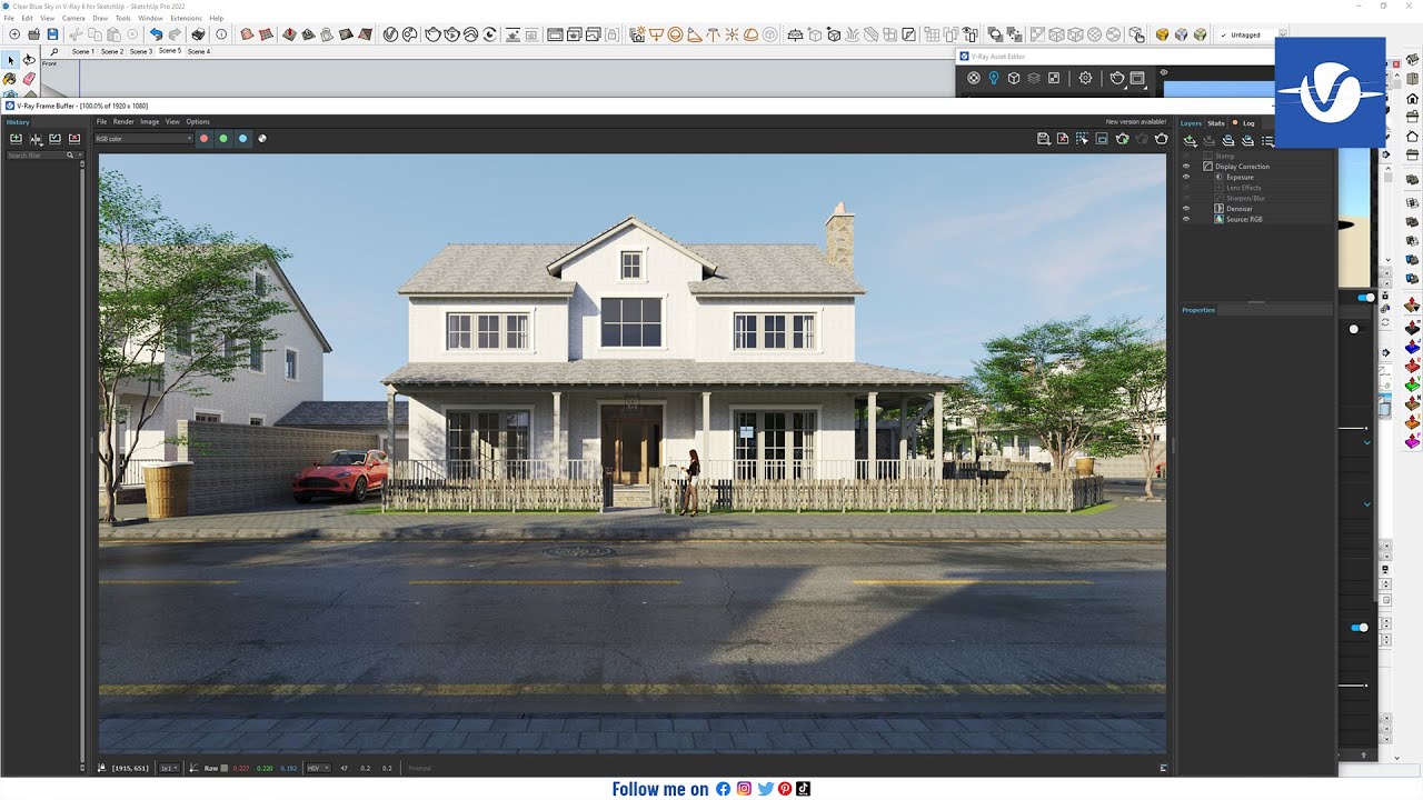 Clear Blue Sky in V-Ray 6 for SketchUp | Sketchup vray