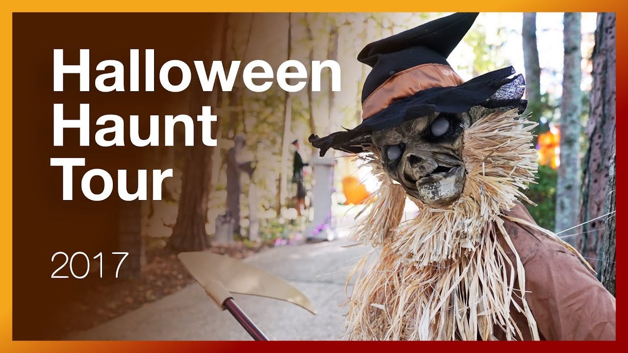 HALLOWEEN HAUNT TOUR 2017 YARD DECORATIONS, Inflatables & Animatronics at Night. Boddy Creek Manor