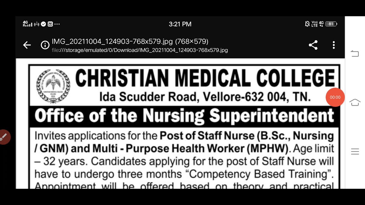 tn health department jobs 2021 | Vellore CMC Hospital Recruitment 2021 In Tamil | tn staff nurse job