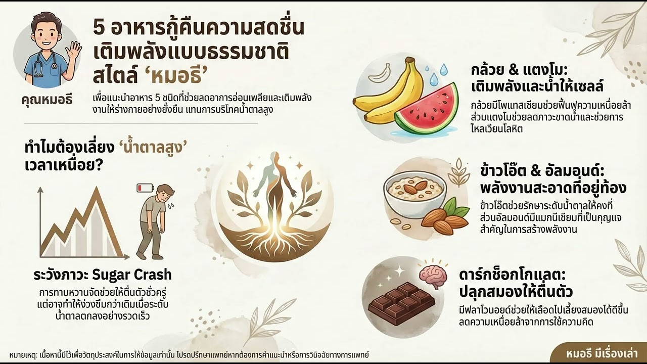 อาหาร 5 ชนิดที่ช่วยกู้คืนความสดชื่น