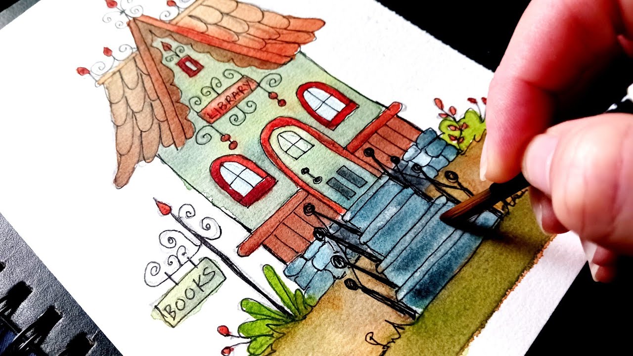 Little Library | Step-by-Step Watercolor Tutorial