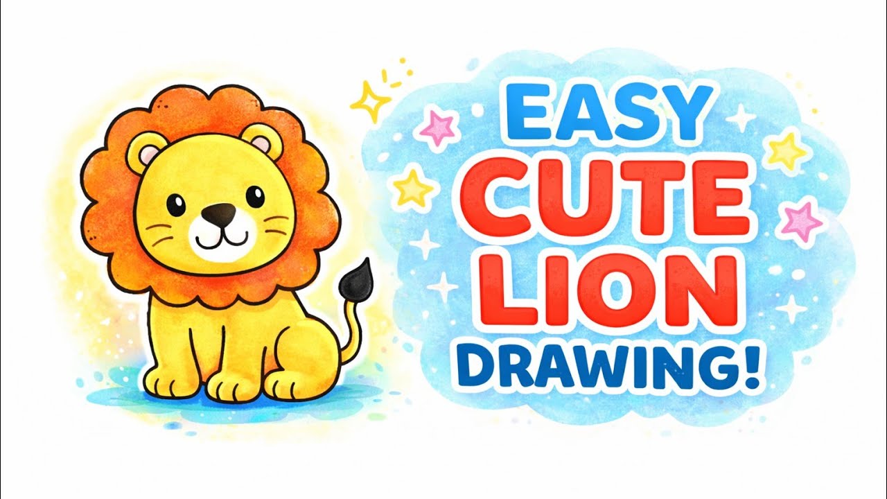Cute Lion Drawing for Kids | Easy Step by Step Lion Drawing 🦁