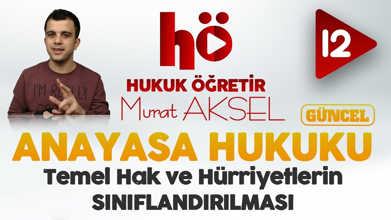 12 | Temel Hak ve Hürriyetlerin SINIFLANDIRILMASI | Anayasa Hukuku