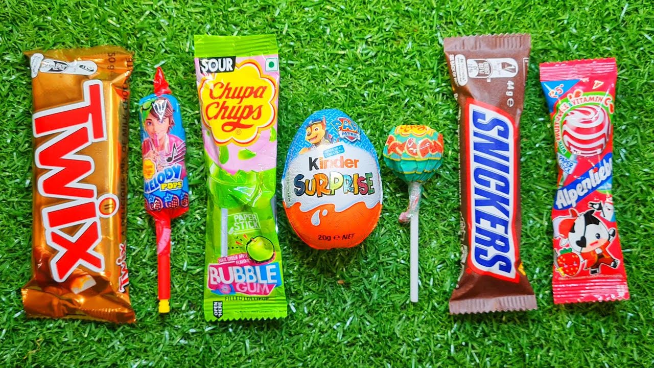 ASMR Most Popular Candys / some lots of colorful rainbow lollipop candy / unpacking chocolate eat