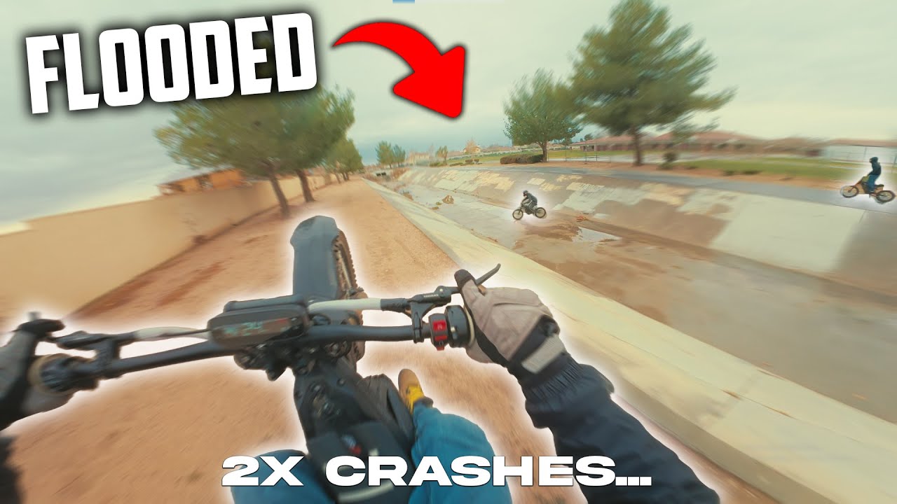 We rode our Illegal Ebikes after a Flood! (Crashed...)