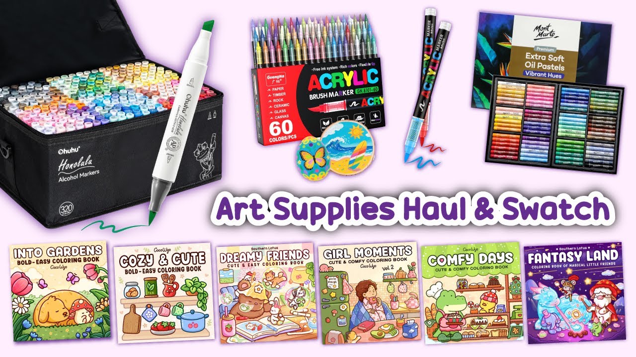 Huge Art Supplies Haul ✨ Ohuhu Honolulu 320, Nahuku & GuangNa | Swatch Party + More