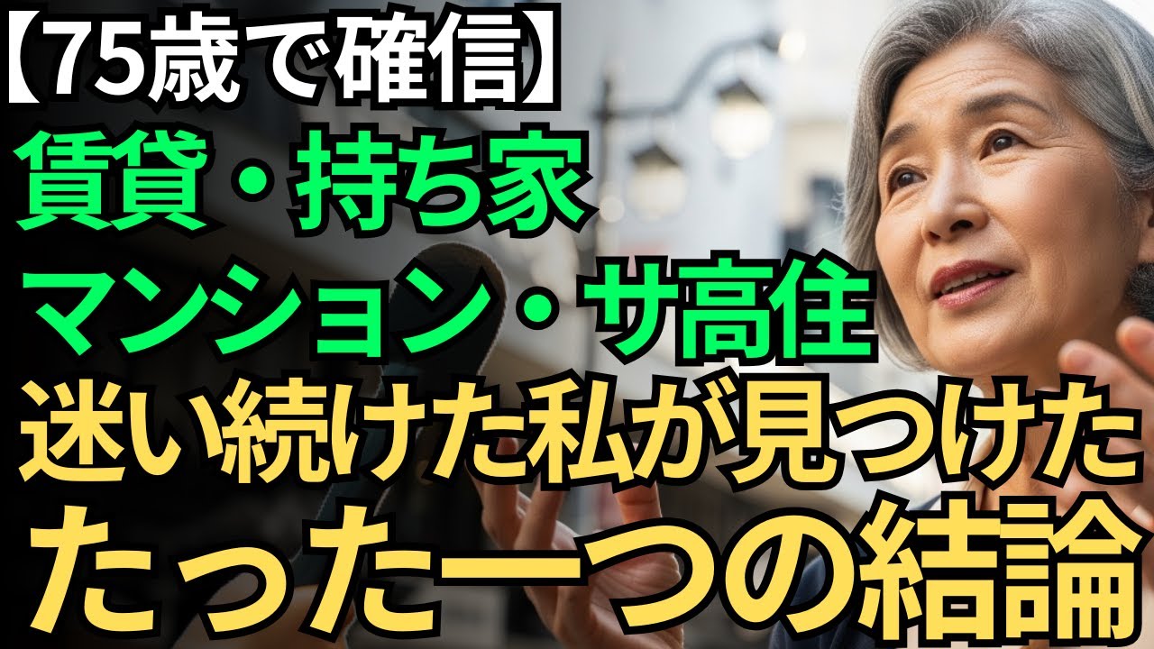 【75歳で確信】老後の住まい4つの選択肢｜迷い続けた私が見つけた「5つの判断基準」と「一つの結論」｜賃貸・持ち家・マンション・サ高住を本音で比較