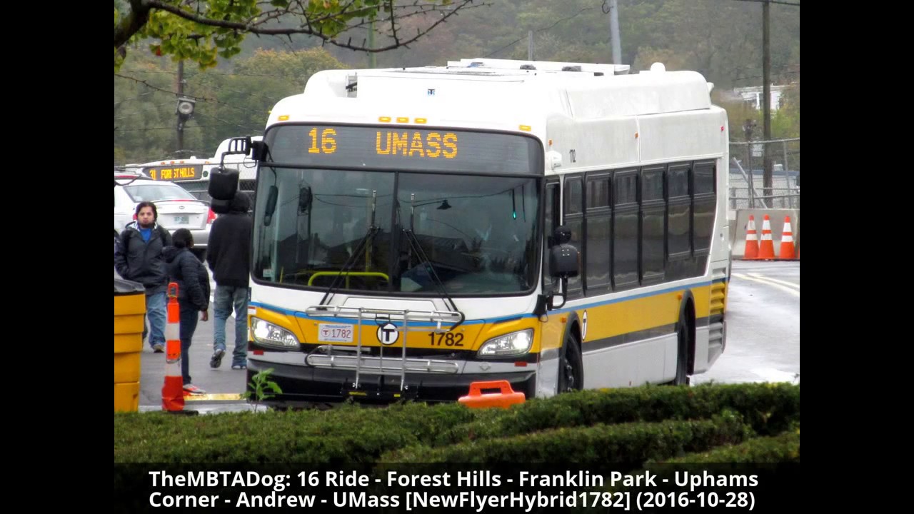 TheMBTADog: MBTA Bus 16 Ride - FOREST HILLS to UMASS via UPHAMS CORNER [New Flyer Hybrid 1782]