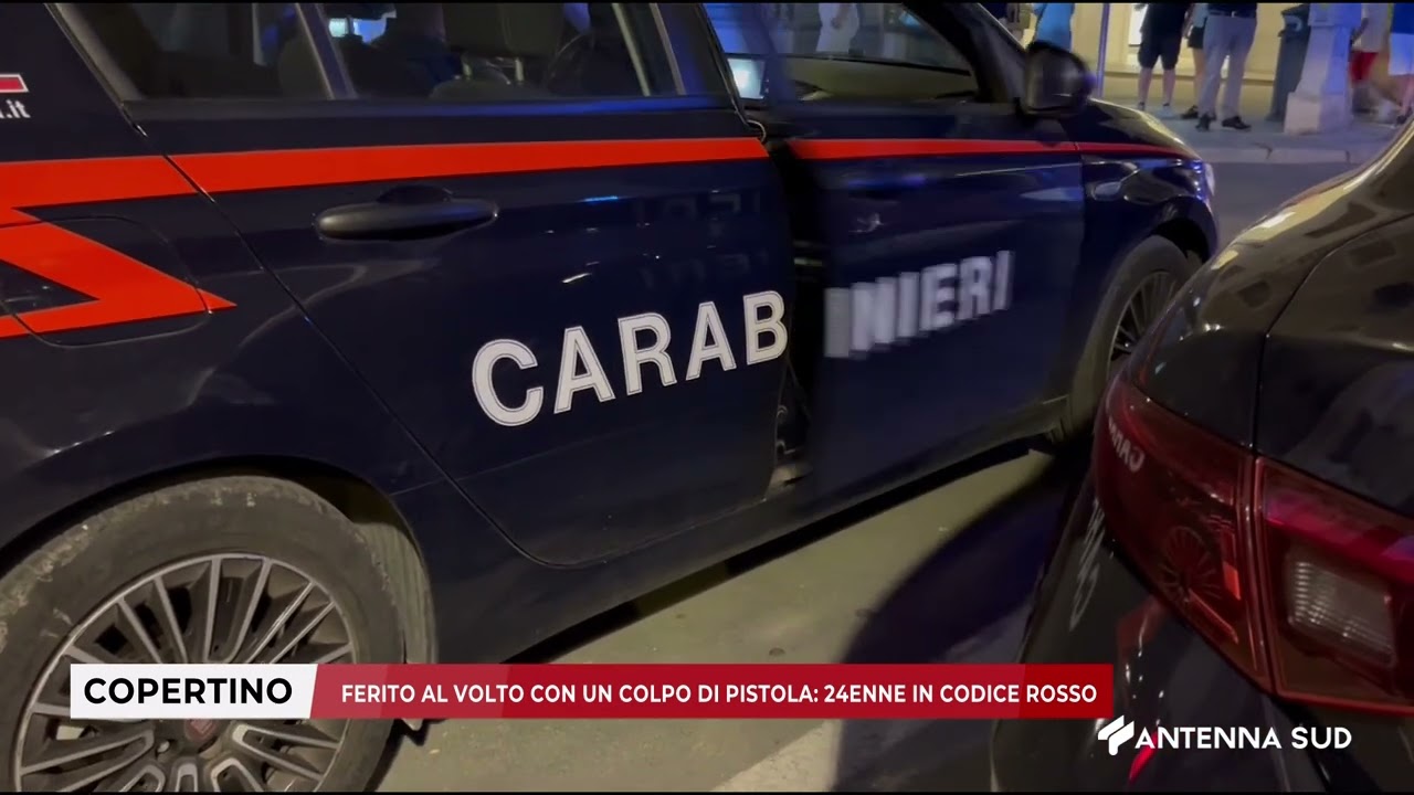 20 NOVEMBRE 2025   COPERTINO &ndash; FERITO AL VOLTO CON UN COLPO DI PISTOLA, 24ENNE IN CODICE ROSSO
