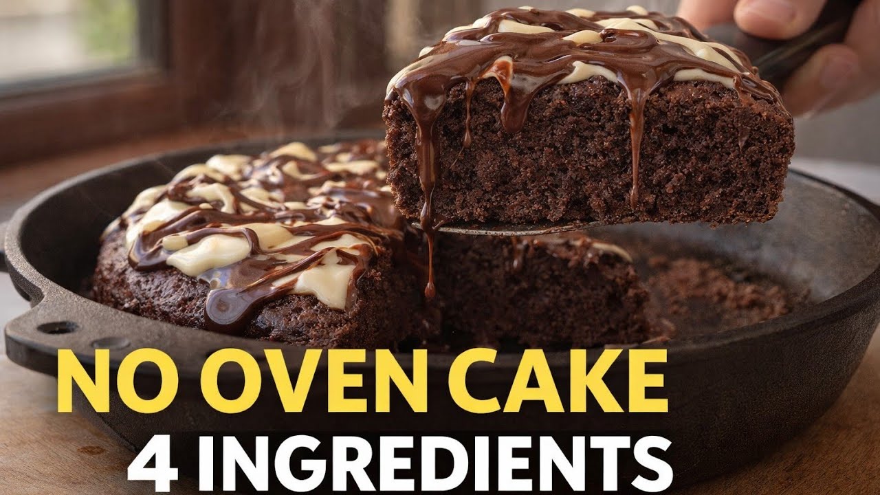 NO OVEN chocolate cake with 4 ingredients | Easy 4 ingredients chocolate cake