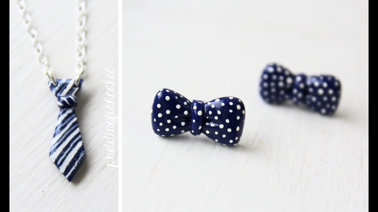 DIY: Bowtie Earrings & Tie Necklace Polymer Clay Tutorial