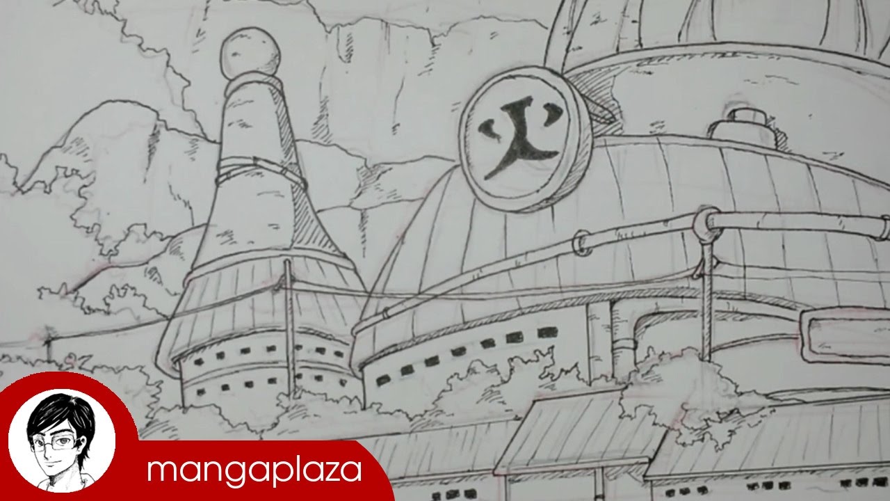 Drawing Hokage Office from Konoha Village (Naruto)