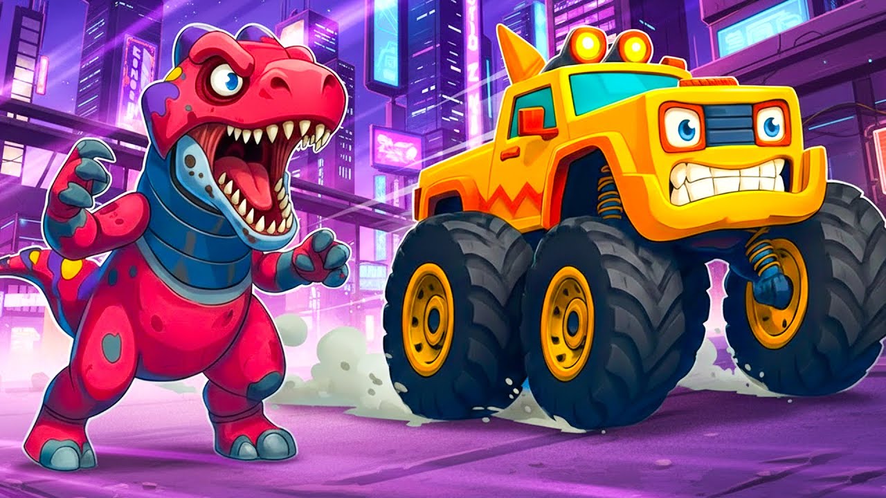 Be Careful with Monster Truck - Dinosaur At the Racetrack | Nuton and Lola Kid Song