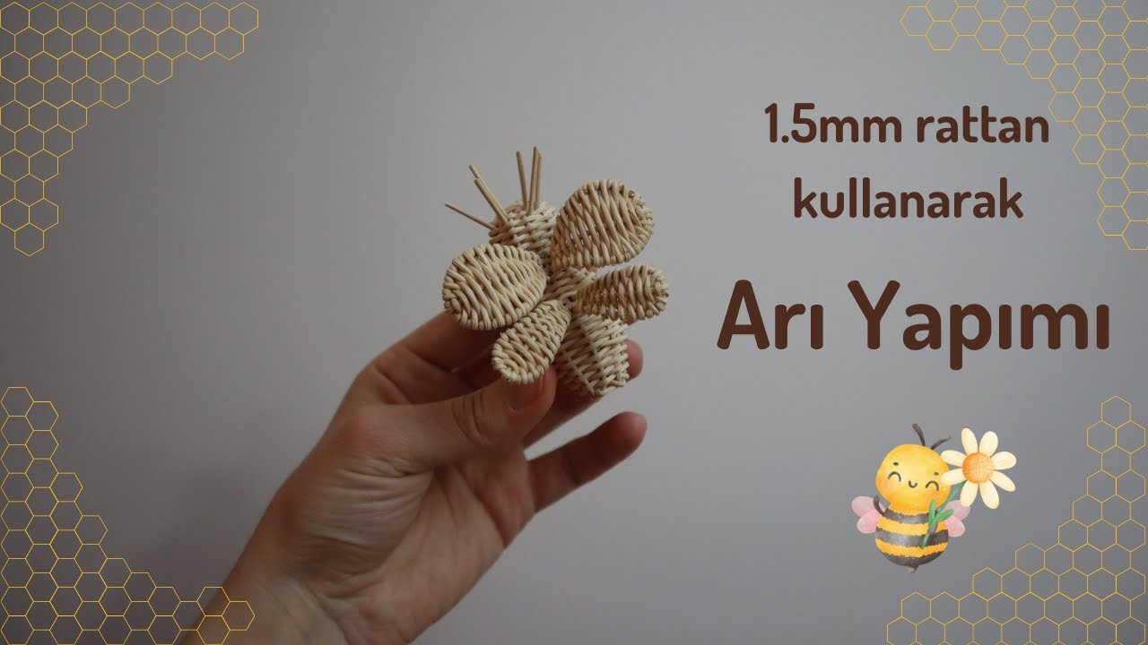 Rattan Arı Yapımı - 1.5mm rattan kor kullanarak arı figürü yapımı