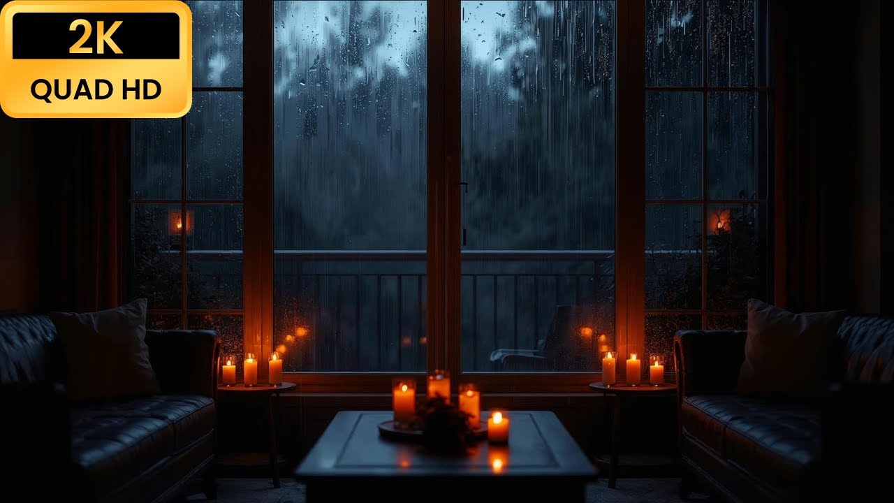 🌧️ Cozy Candle-Lit Rainy Night – Relaxing Ambient Room for Sleep & Deep Focus 🕯️