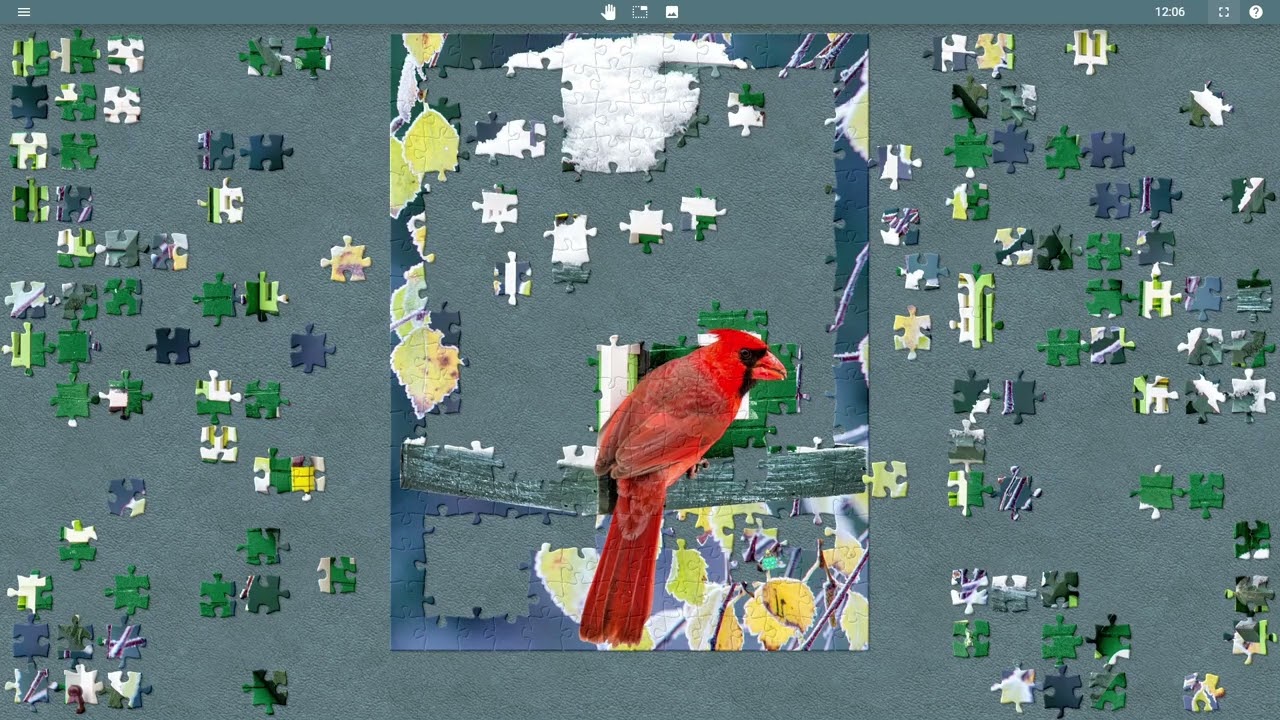 Relaxing Music With Winter Cardinal Cottage Puzzle #679