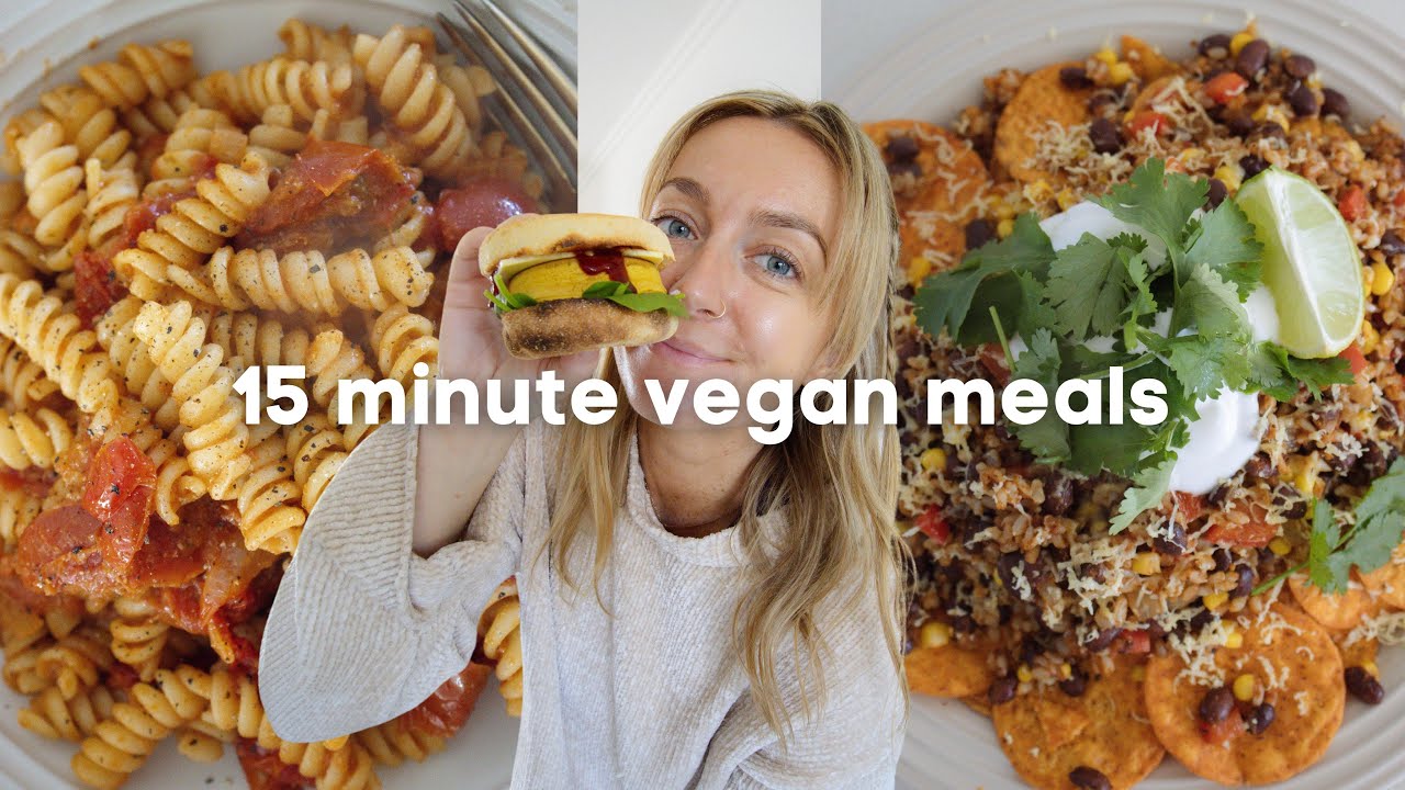 5 EASY VEGAN meals I eat every week! 🤤🍝 (15 minute recipes!)