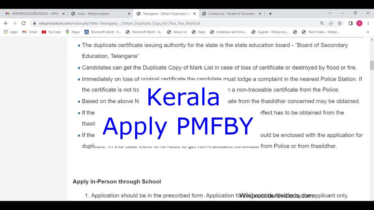 Kerala - Apply Online Farmer Insurance Pradhan Mantri Fasal Bima Yojana (PMFBY) (Online)