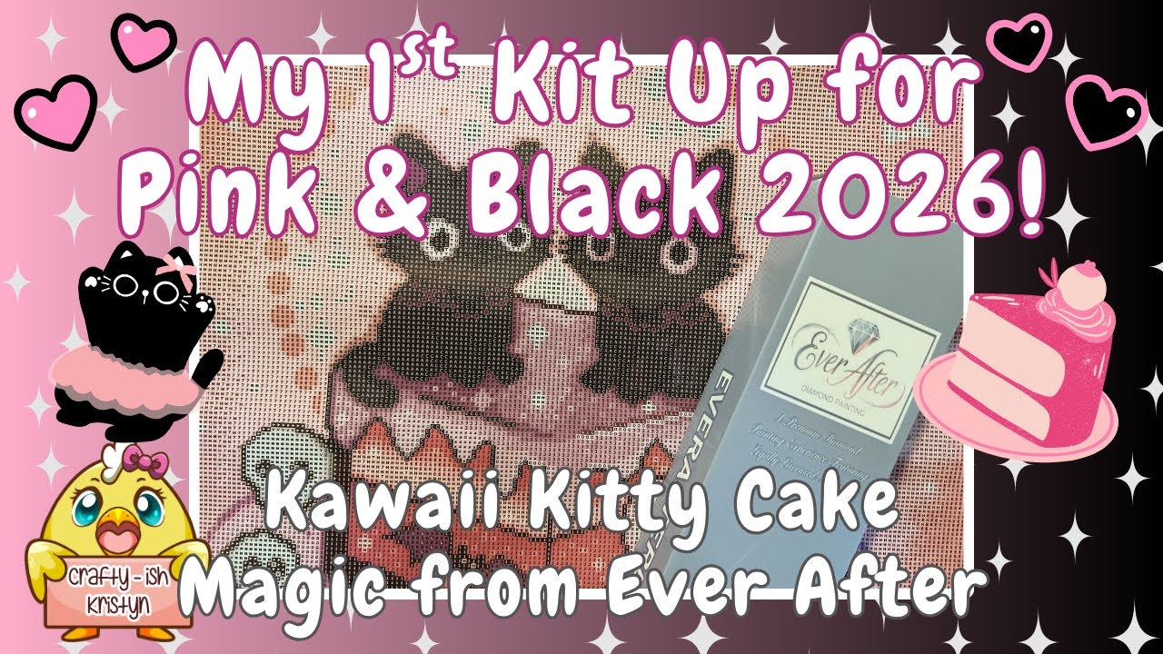 Мой первый набор для PINK & BLACK 2026! Волшебный торт с милым котёнком от Ever After Diamond Pai...
