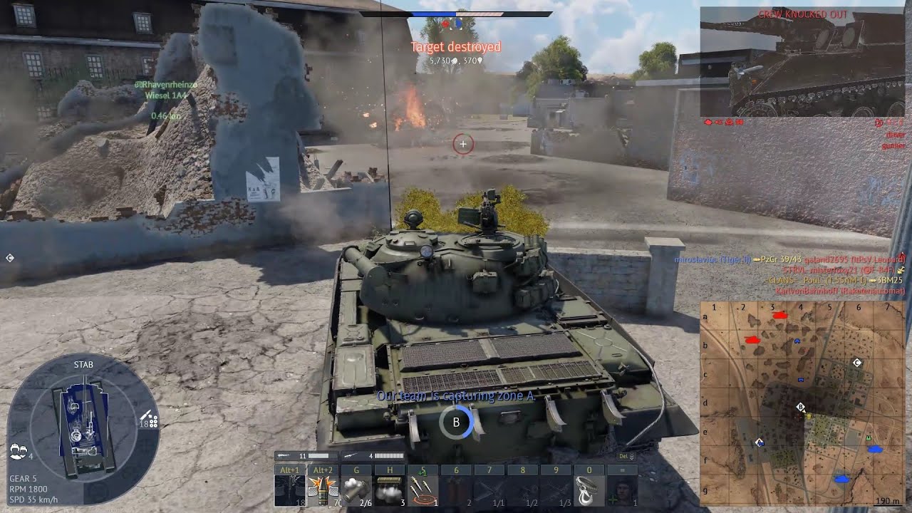 War Thunder; T-55AM-1; The battle ended at the right moment, allowing me to survive; Ground Arcade