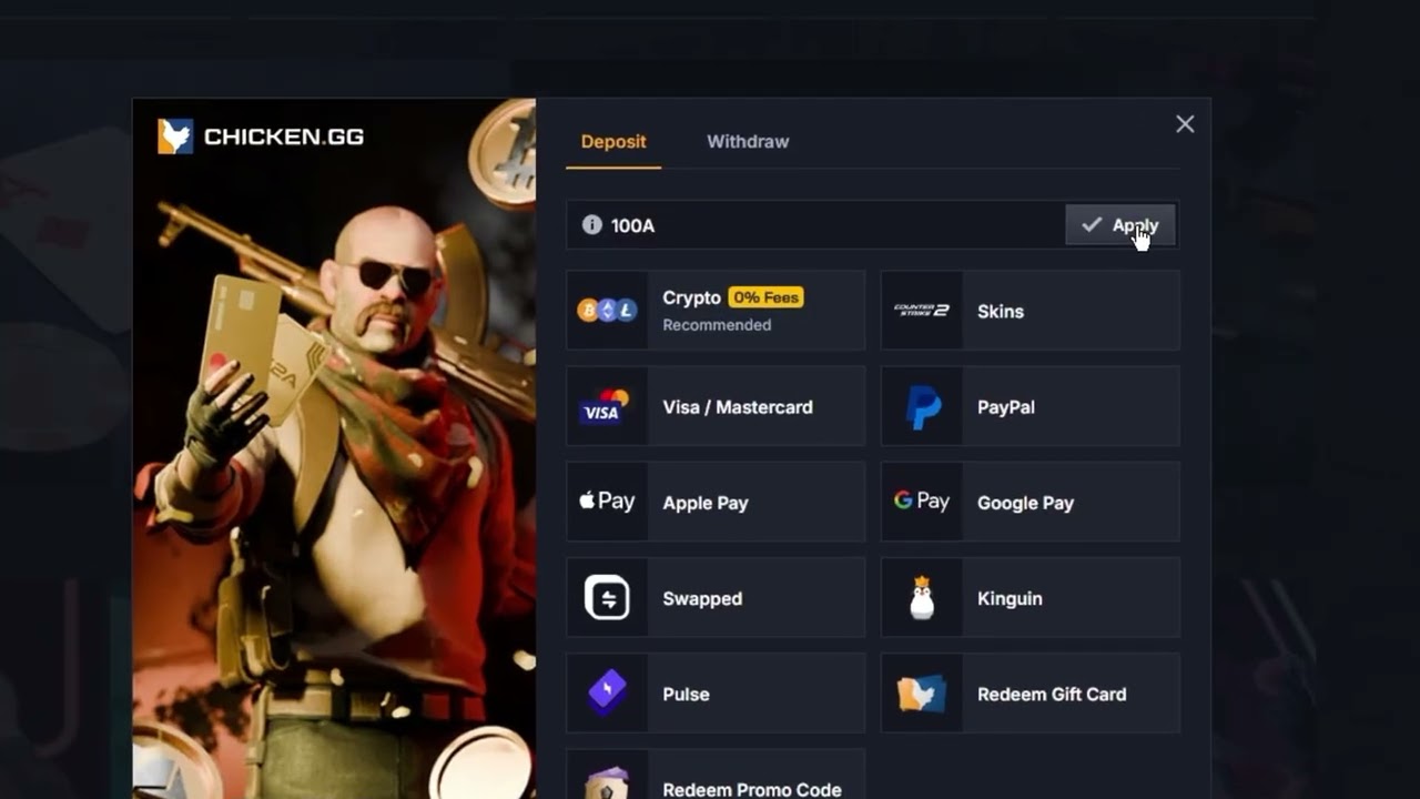 Chicken GG Promo Code 2026 "100A" — Deposit Bonus (chicken gg referral code tutorial)