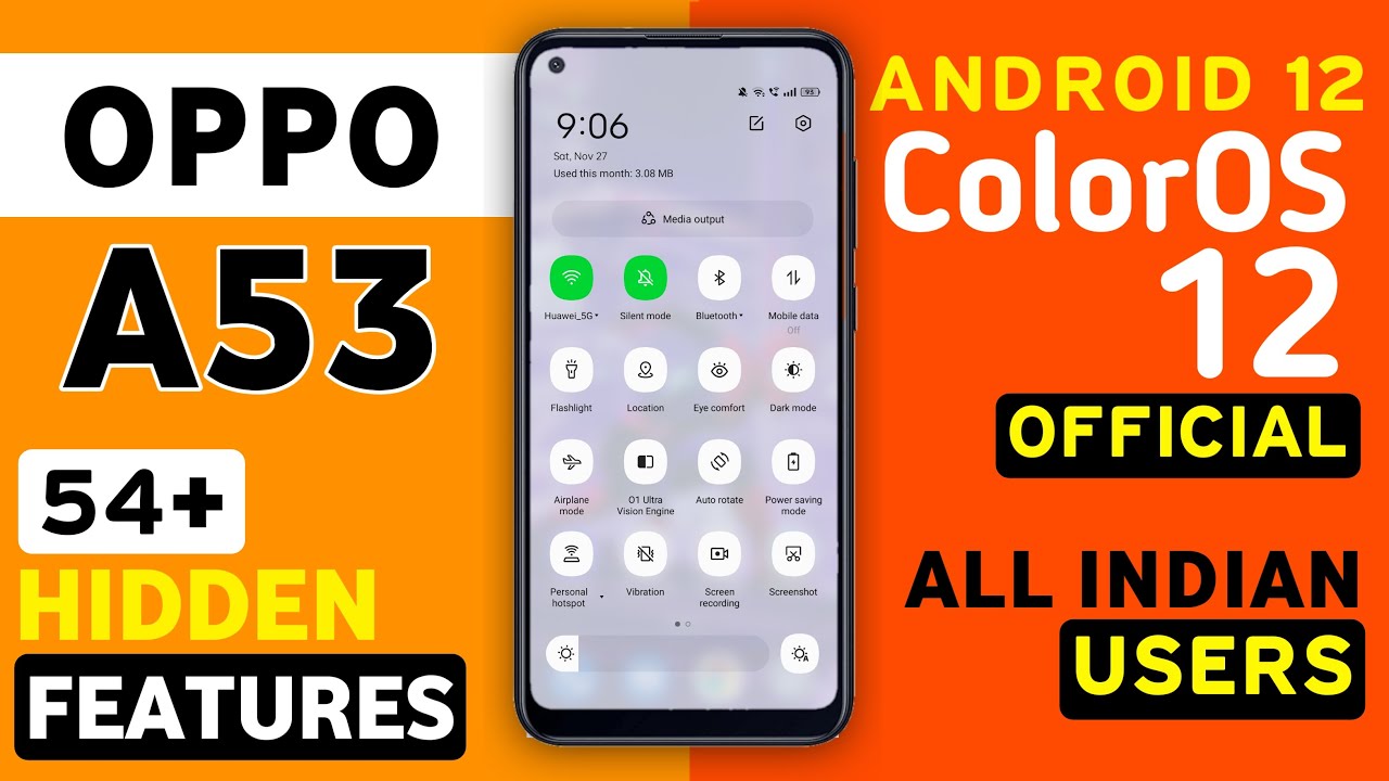 Oppo A53 Official ColorOS 12 Android 12 Update | 54+ Hidden Features | Oppo A53 New Update #A53