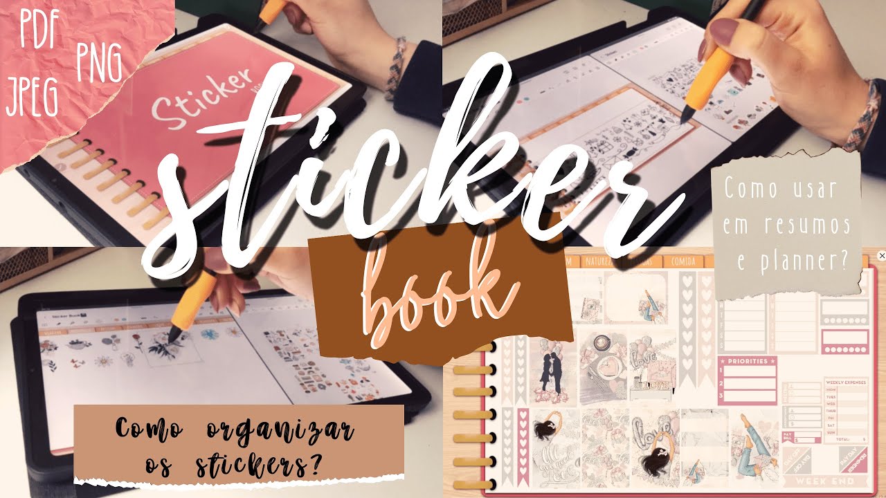 Sticker book - organizar os stickers, como usar nos resumos e planner | Tab S6 Lite | Android