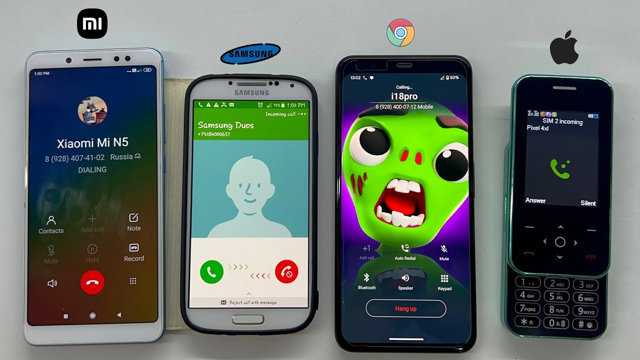 Samsung S4 Vs i18pro Incoming Call | Xiaomi Mi 5 + Google Pixel 4Xl Outgoing Call