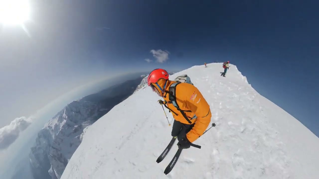 Skiing from Mt.Grintovec, Slovenia