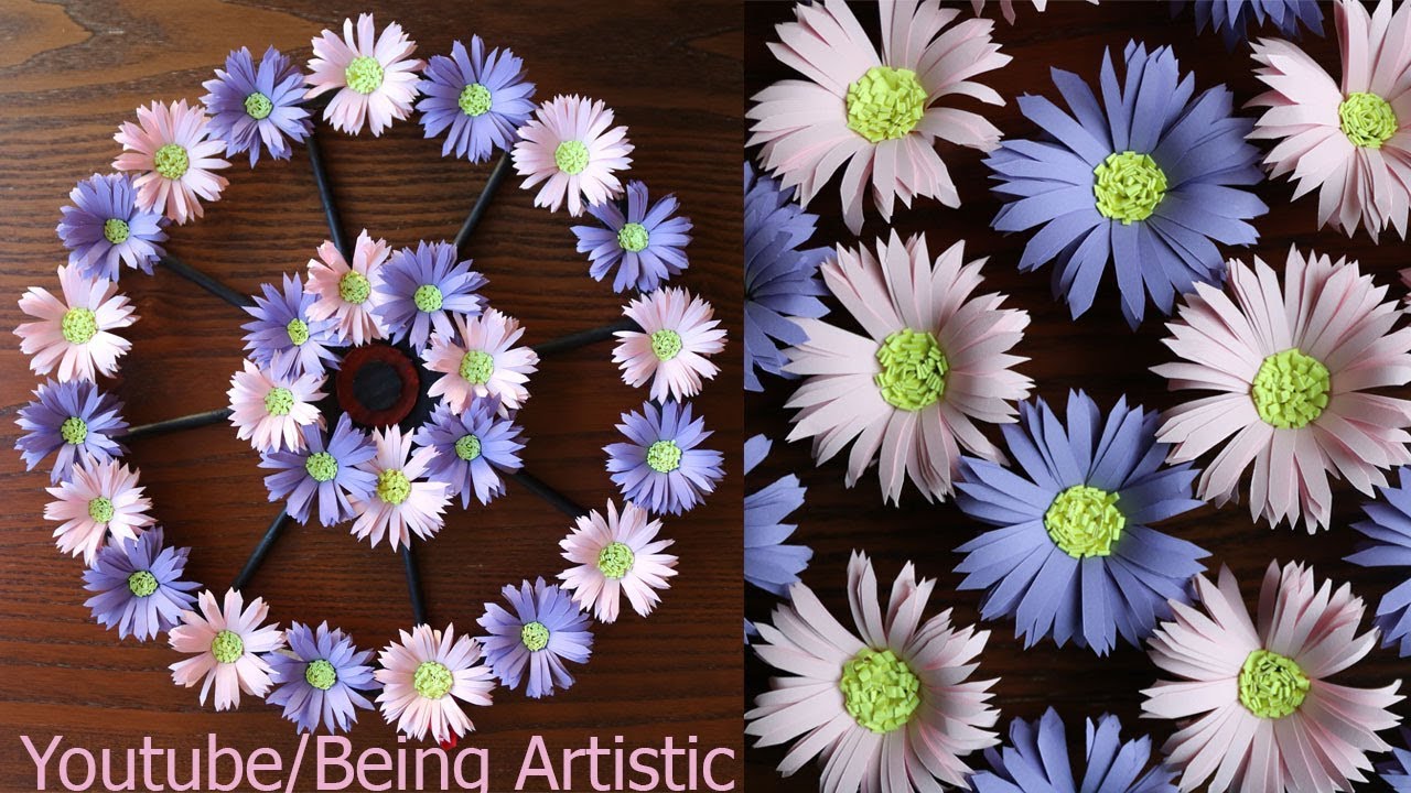 Paper Flower Wall Decoration - DIY Wall Decor ideas - Paper Craft - Paper Flower